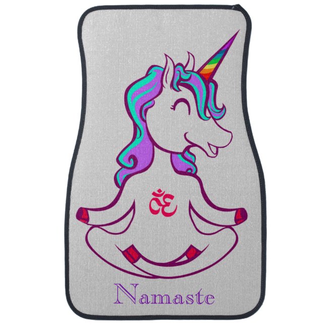 Cute Unicorn Zen Yoga Lotus Meditation Namaste Car Floor Mat (Front)