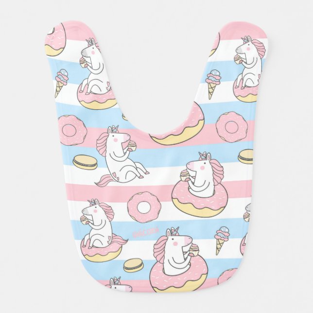 Cute Unicorns Baby Bib (Front)