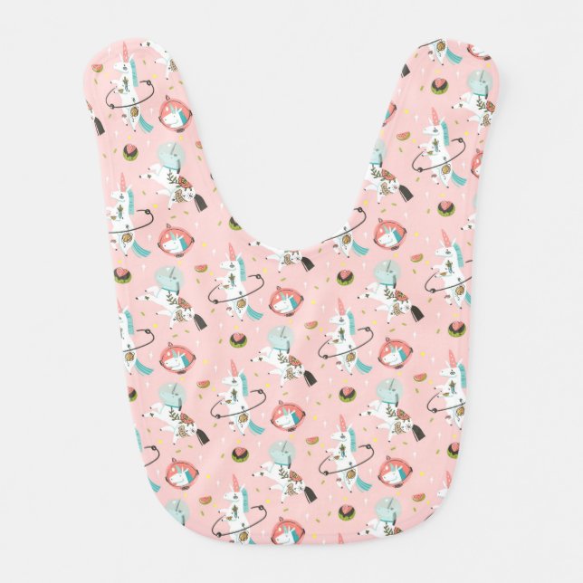 Cute Unicorns Baby Bib (Front)