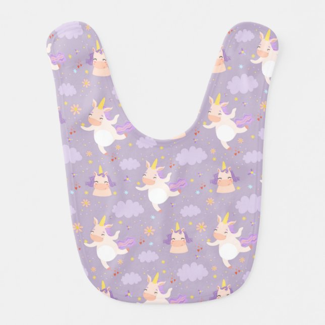 Cute Unicorns Baby Bib (Front)