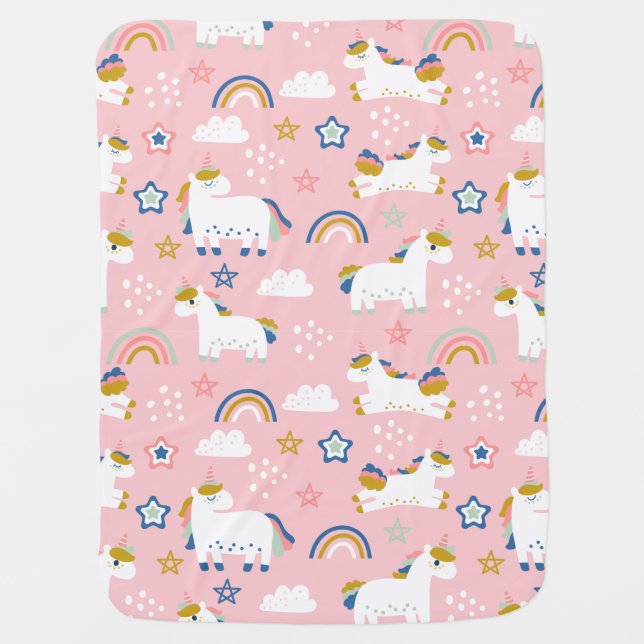 Cute Unicorns Baby Blanket (Front)