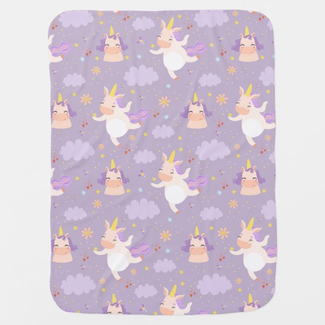 Cute Unicorns Baby Blanket (Front)