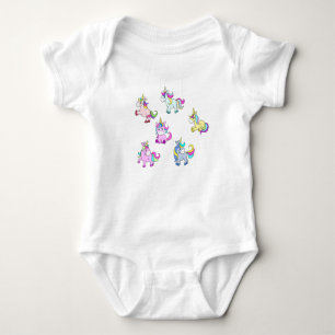 cute unicorns baby bodysuit