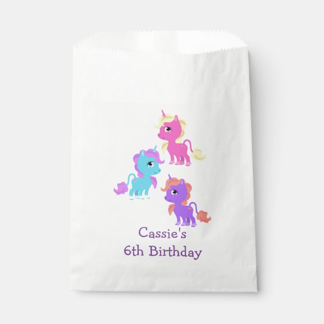 Cute Unicorns Birthday Party Favor Bag (Front)