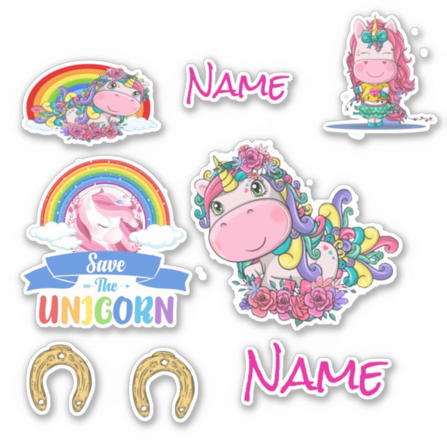 Cute Unicorns Custom-Cut Vinyl Sticker (Front)