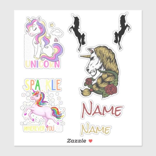 Cute Unicorns Custom-Cut Vinyl Sticker (Sheet)