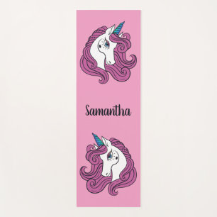 Cute Unicorns custom name & color yoga mat