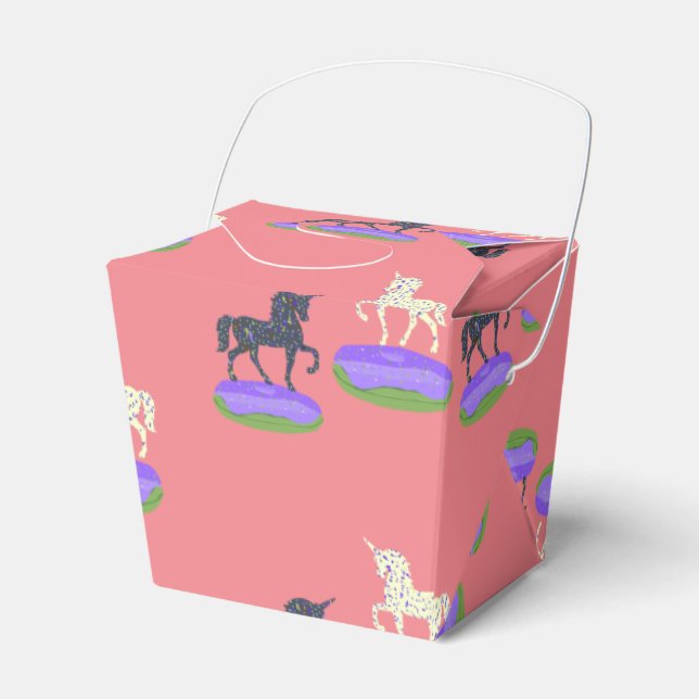 Cute Unicorns Donuts Pattern Favor Boxes (Front Side)
