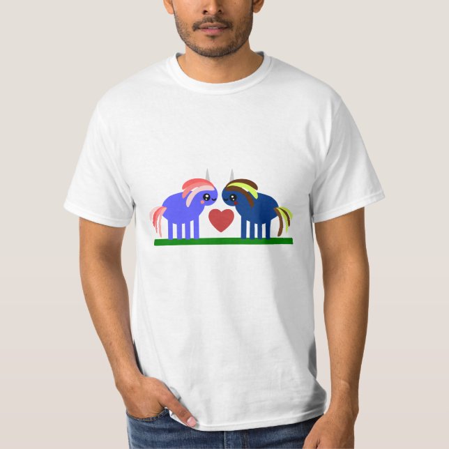 Cute Unicorns Fall in Love T-Shirt (Front)