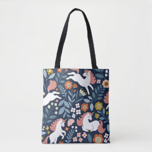 Cute Unicorns Floral Vintage Pattern Tote Bag