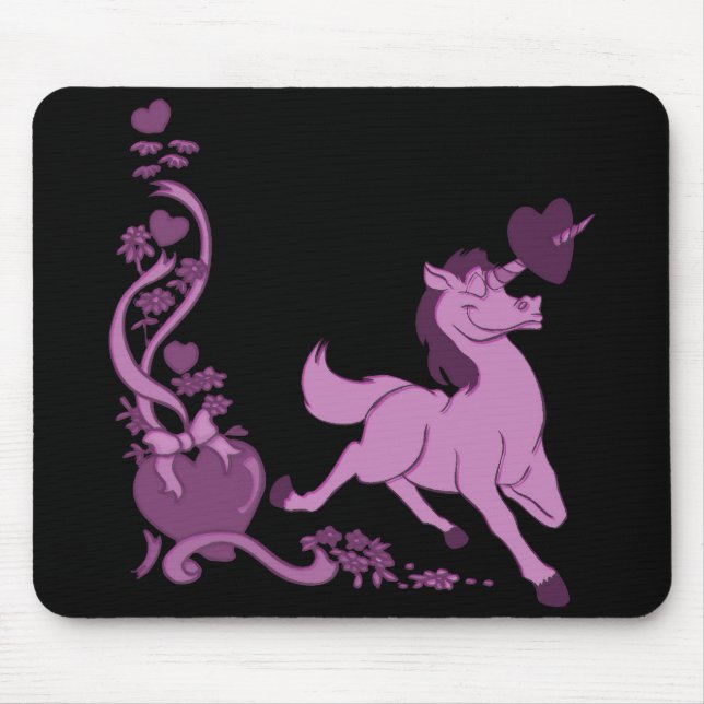 Cute Unicorns Hearts Flowers 3 Mouse Pad (Front)