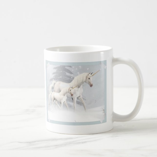 Cute Unicorns In Snow 1 Coffee Mug (Right)