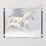 Cute Unicorns In Snow 1 Postcard