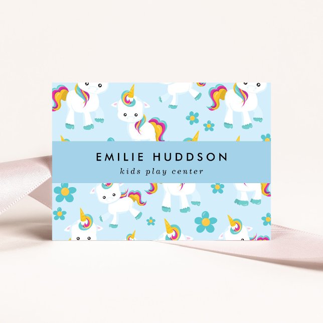 Cute Unicorns, Kids Play Center, Activity Center Business Card (Creator Uploaded)