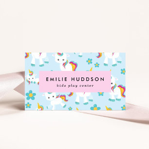 Cute Unicorns, Kids Play Center, Activity Center Business Card