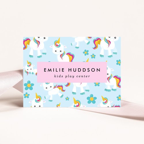 Cute Unicorns Kids Play Center Activity Center Business Card