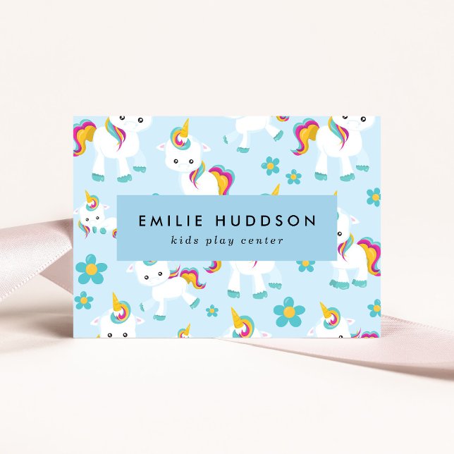 Cute Unicorns, Kids Play Center, Activity Center Business Card (Creator Uploaded)