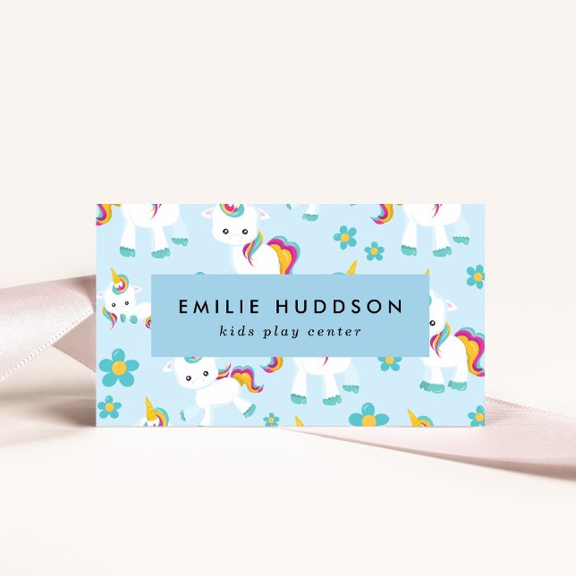 Cute Unicorns, Kids Play Center, Activity Center Business Card (Creator Uploaded)