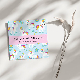 Cute Unicorns, Kids Play Center, Activity Center Square Business Card