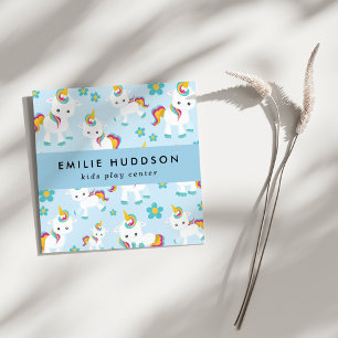 Cute Unicorns, Kids Play Center, Activity Center Square Business Card