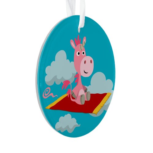 Cute Unicorn's Magic Carpet Ride Acrylic Ornament