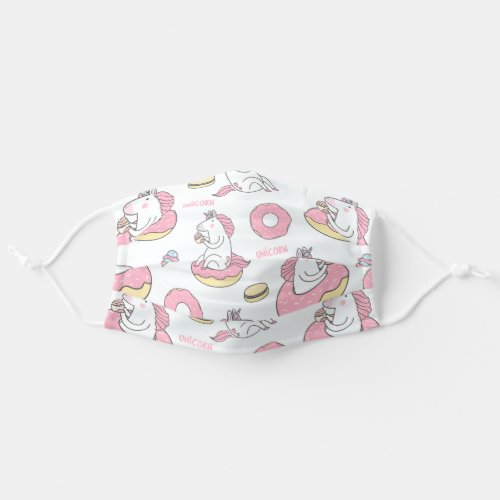 Cute Unicorns on Donuts Pattern Adult Cloth Face Mask