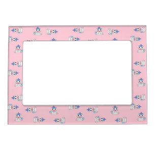 Cute unicorns on pink magnetic frame