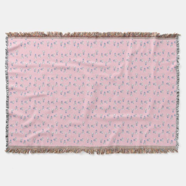 Cute unicorns on pink throw blanket (Front)