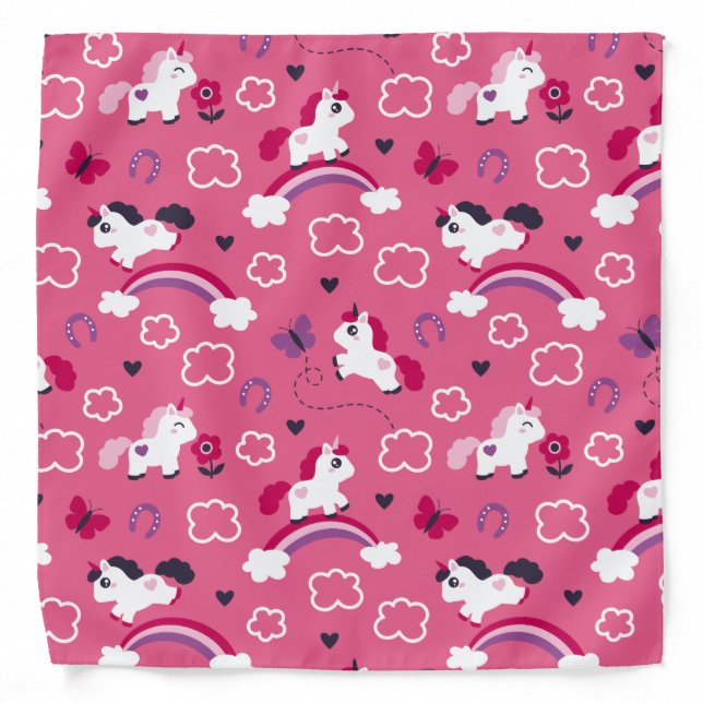 Cute Unicorns Pattern Bandana (Front)