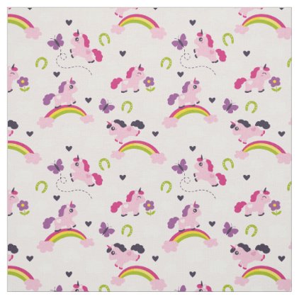 Cute Unicorns Pattern Fabric