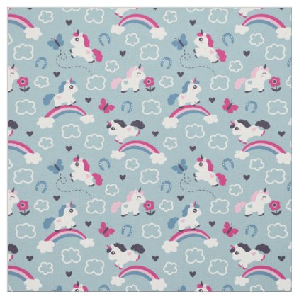 Cute Unicorns Pattern Fabric