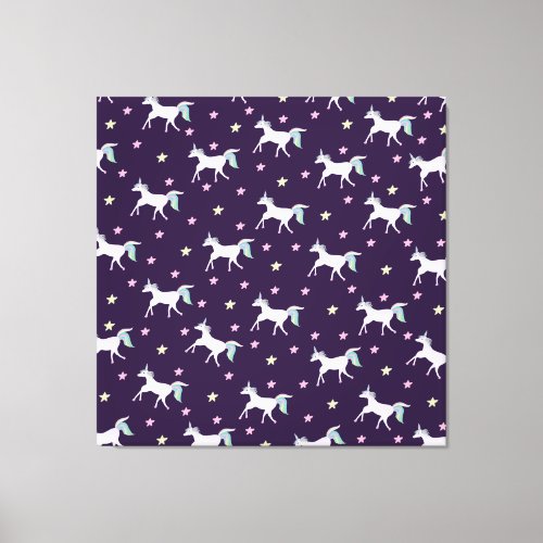 Cute Unicorns Pattern Magical Horse Lovers Canvas Print