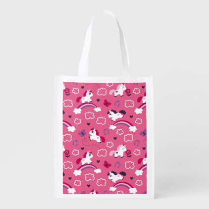 Cute Unicorns Pattern Reusable Grocery Bag
