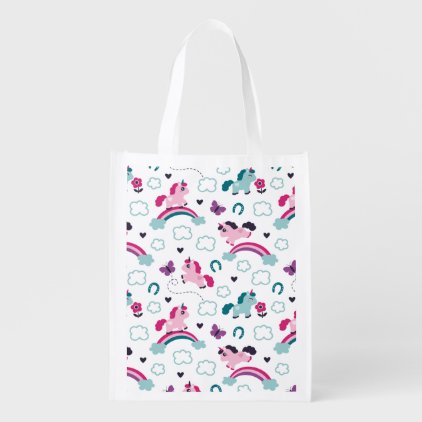 Cute Unicorns Pattern Reusable Grocery Bag