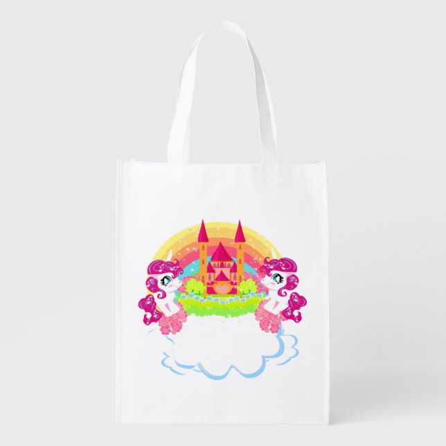 cute unicorns Reusable Grocery Bag (Front)