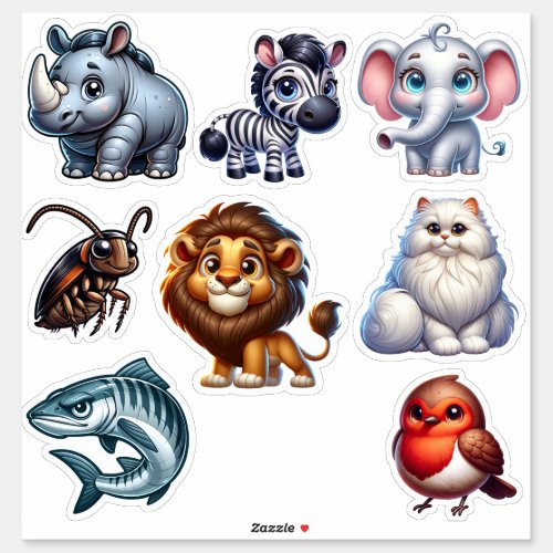 Cute Unique 3D Animal Stickers Set