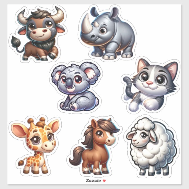Cute Unique 3D Animal Stickers Set (Sheet)