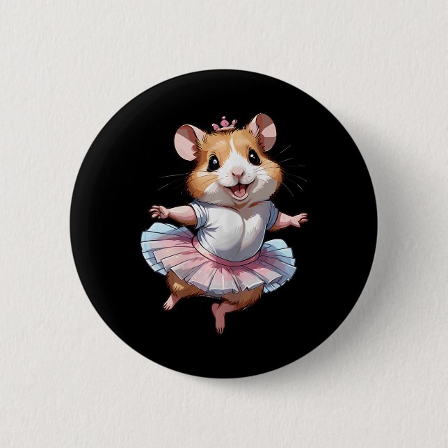 Cute Unique And Modern Hamster Ballet And Ballerin Button (Front)