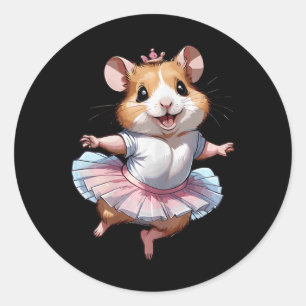 Cute Unique And Modern Hamster Ballet And Ballerin Classic Round Sticker
