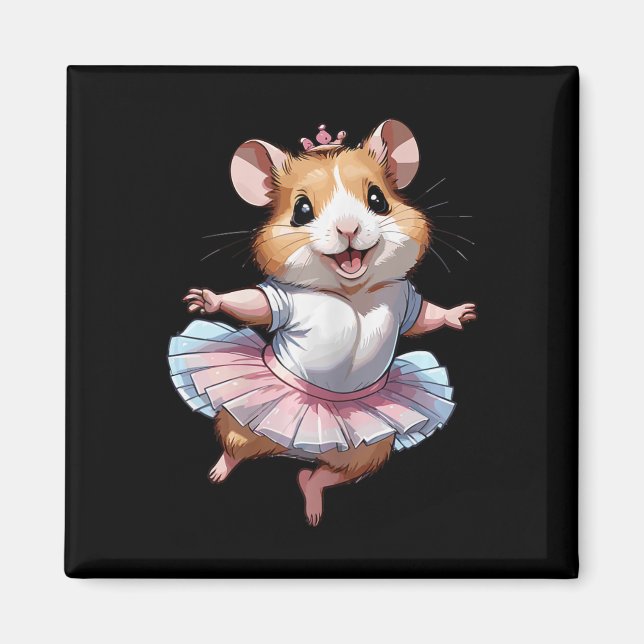 Cute Unique And Modern Hamster Ballet And Ballerin Magnet (Front)