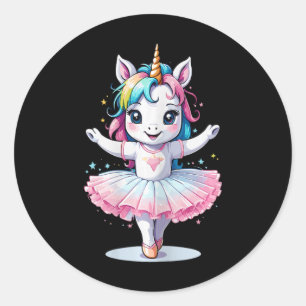 Cute Unique And Modern Unicorn Ballet And Ballerin Classic Round Sticker