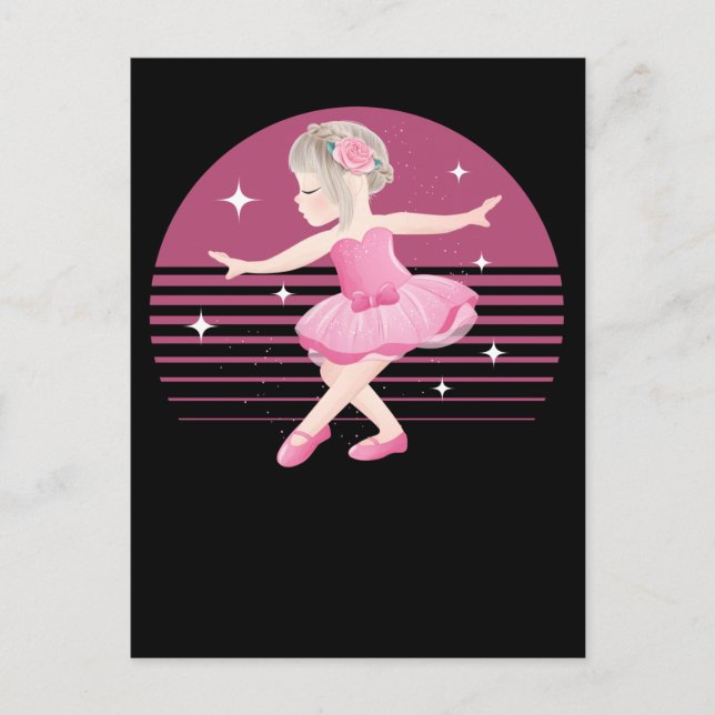 Cute Unique Ballerina Girl Dancing Ballet Postcard (Front)