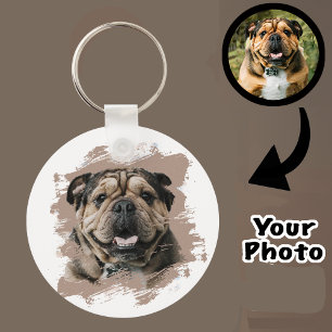 Cute Unique Bulldog or Your Photo Grunge Dog Mom Keychain