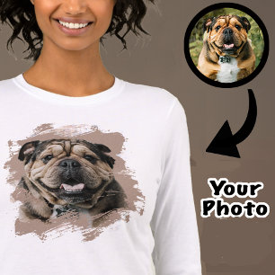 Cute Unique Bulldog or Your Photo Grunge Dog Mom Tri-Blend Shirt