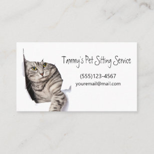 Cute Unique Cat Pet Sitting Service Business Card