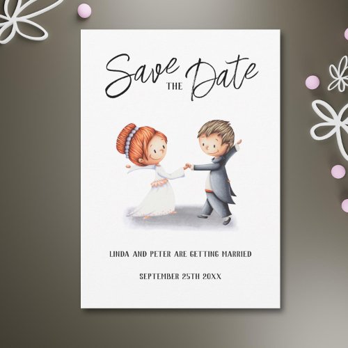 Cute Unique Couple Dancing Romantic Wedding  Save The Date