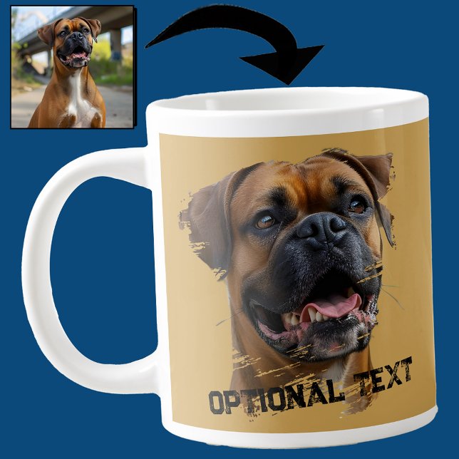 Cute Unique Gold Black Boxer Dog Dad Lover Photo Giant Coffee Mug (Creator Uploaded)