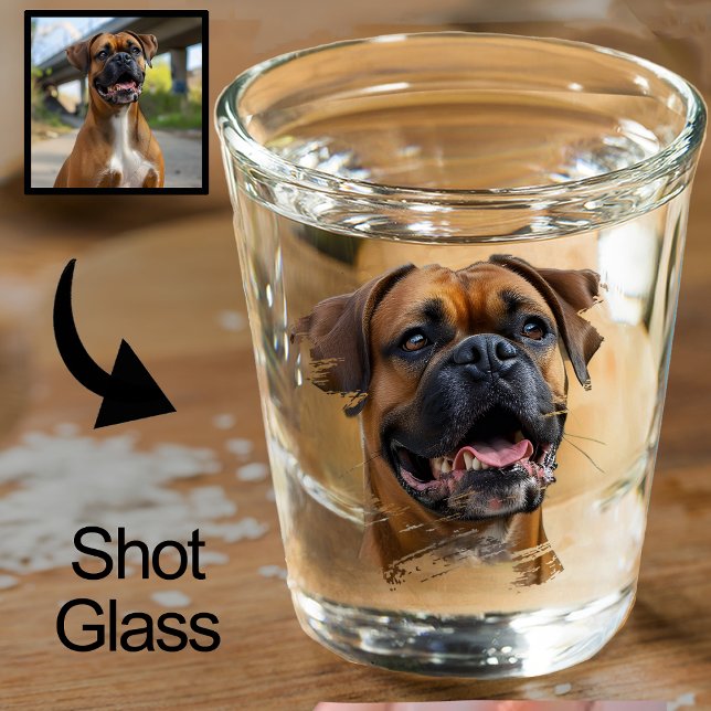 Cute Unique Gold Black Boxer Dog Dad Lover Photo Shot Glass (Creator Uploaded)