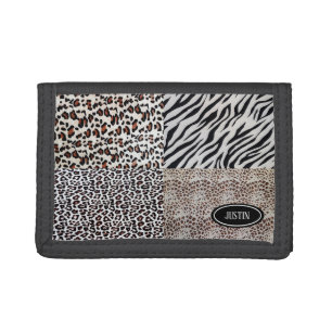 Cute Unique Mixed Leopard Zebra Animal Prints Tri-fold Wallet
