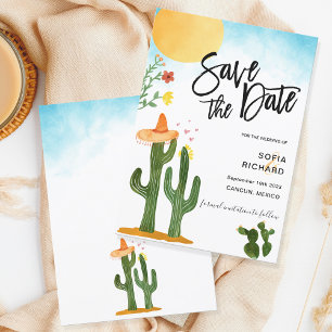 Cute Unique Modern Destination Mexico Style  Invitation